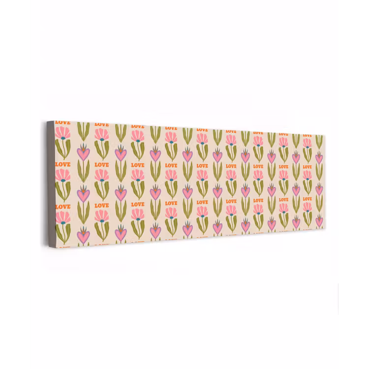 Canvas schilderij - Love - Patroon - Bloemen - Hartjes — 1