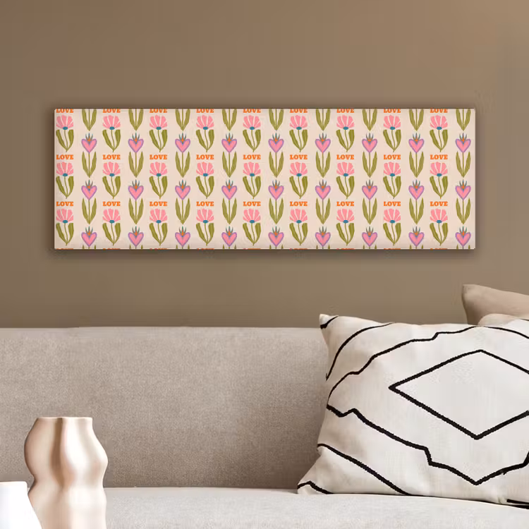 Canvas schilderij - Love - Patroon - Bloemen - Hartjes — 3