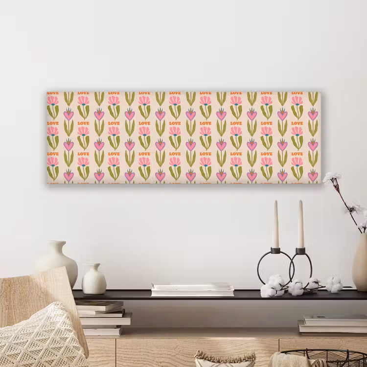 Canvas schilderij - Love - Patroon - Bloemen - Hartjes — 5