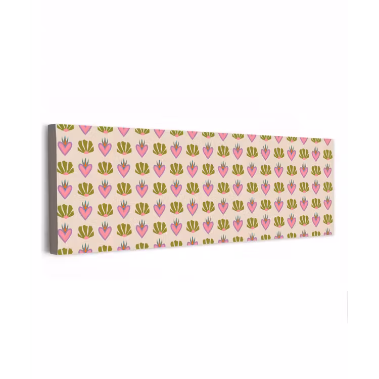 Canvas schilderij - Patroon - Beige - Hartjes - Bloemen — 1