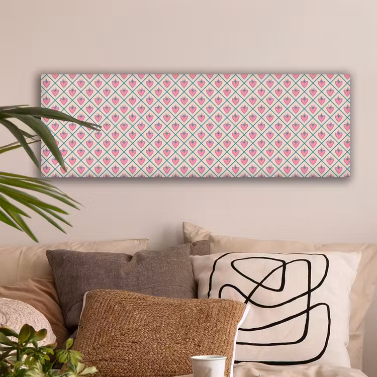 Canvas schilderij - Retro - Ruit - Hartjes - Patroon — 2