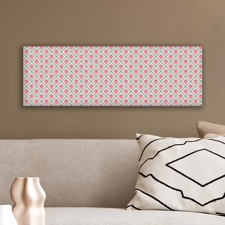 Canvas schilderij - Retro - Ruit - Hartjes - Patroon — 3