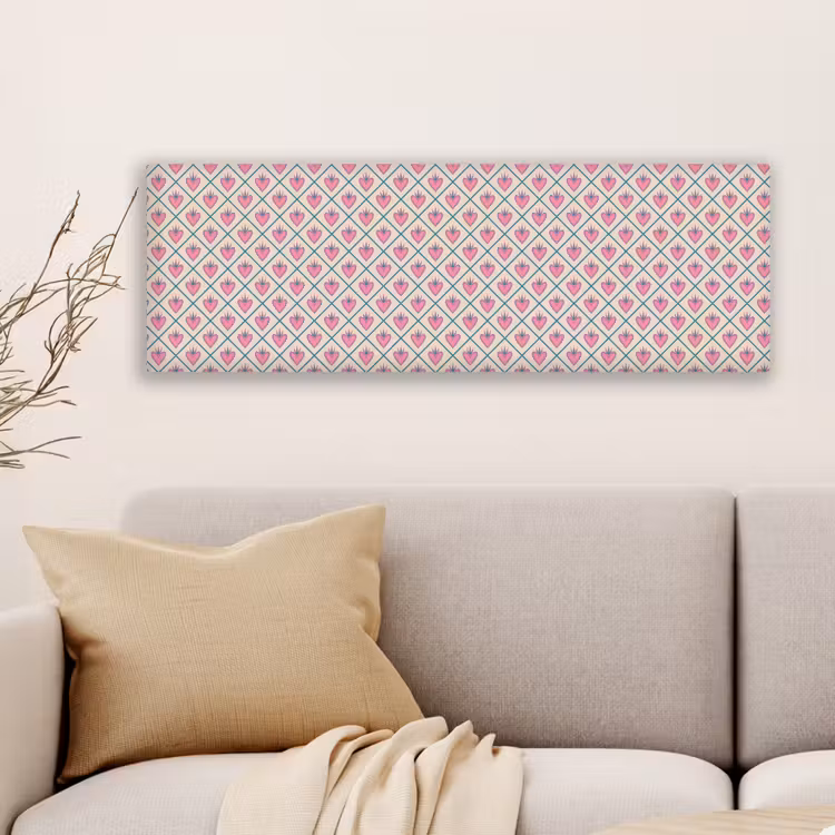 Canvas schilderij - Retro - Ruit - Hartjes - Patroon — 6
