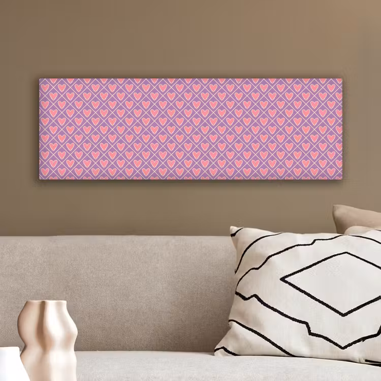 Canvas schilderij - Ruit - Patroon - Paars - Hartjes — 3
