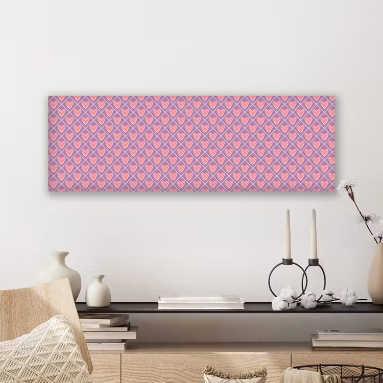 Canvas schilderij - Ruit - Patroon - Paars - Hartjes — 5