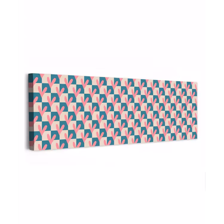 Canvas schilderij - Vlakken - Hartjes - Patroon - Retro — 1