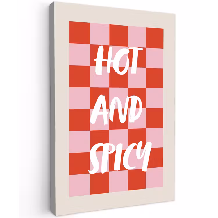 Canvas schilderij - Hot - Spicy - Geruit - Rood — 1