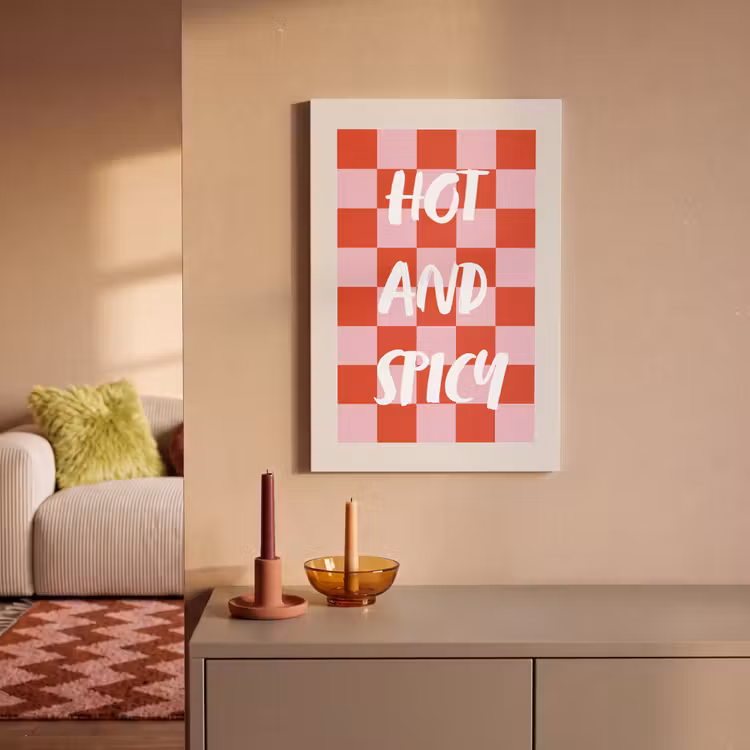 Canvas schilderij - Hot - Spicy - Geruit - Rood — 2