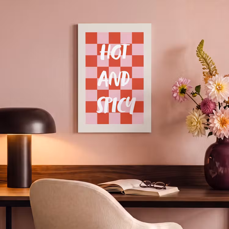 Canvas schilderij - Hot - Spicy - Geruit - Rood — 4