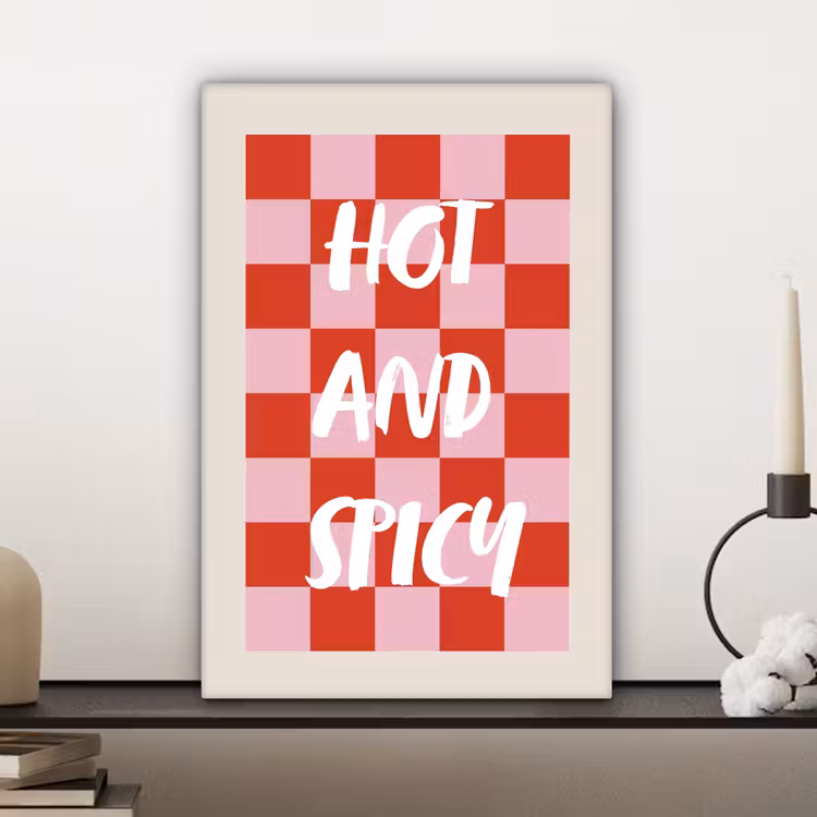 Canvas schilderij - Hot - Spicy - Geruit - Rood — 5