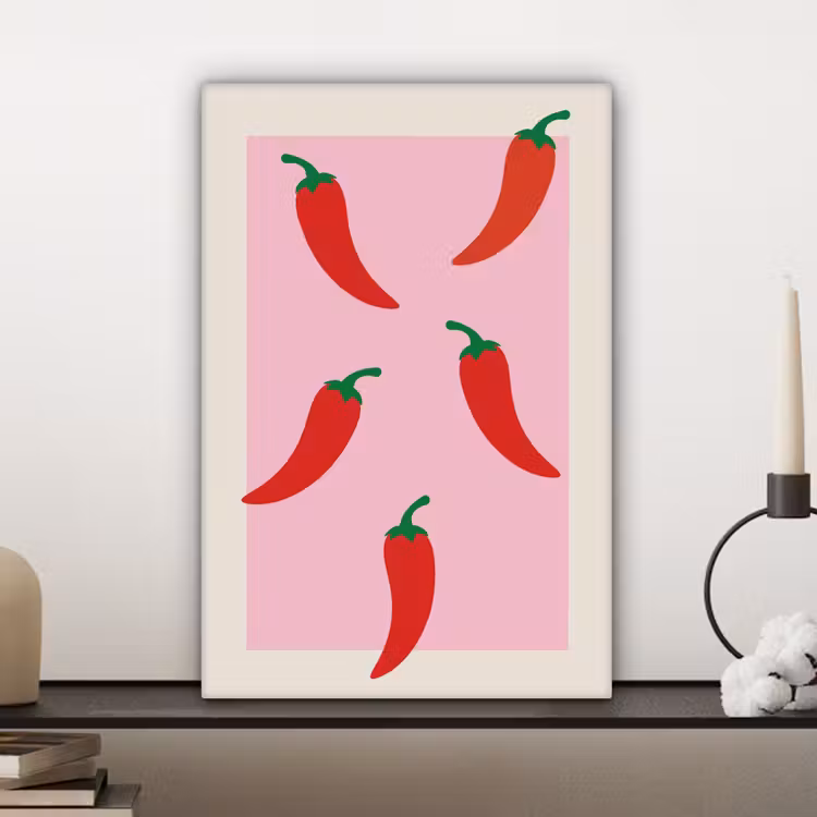 Canvas schilderij - Pepers - Rood - Illustratie — 5