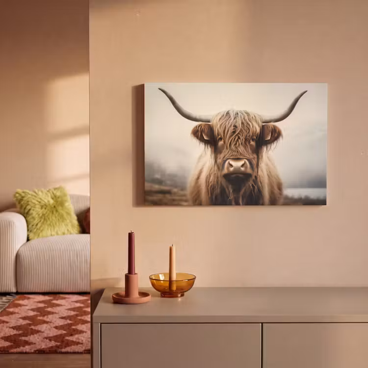 Canvas schilderij - Schotse hooglander - Hoorns - Landschap — 2