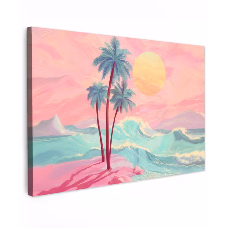 Canvas schilderij - Palmbomen - Golven - Zee — 1