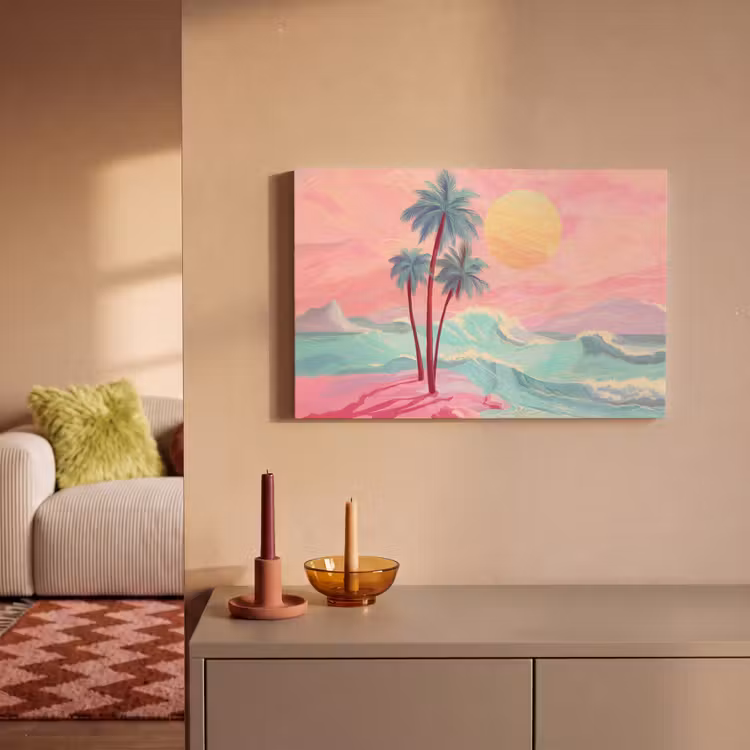 Canvas schilderij - Palmbomen - Golven - Zee — 2