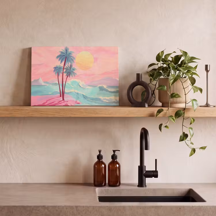 Canvas schilderij - Palmbomen - Golven - Zee — 3