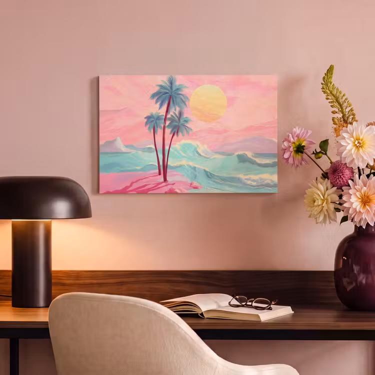 Canvas schilderij - Palmbomen - Golven - Zee — 4