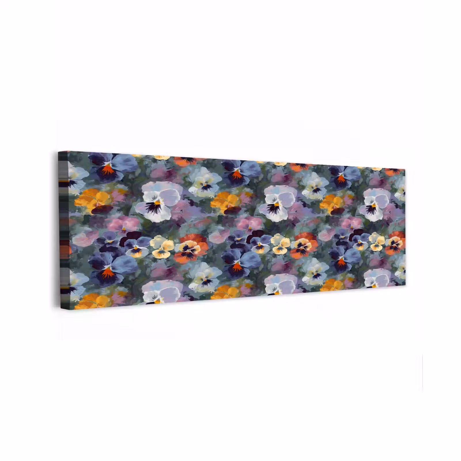 Canvas schilderij - Pastel - Viooltjes - Groen - Patroon — 1