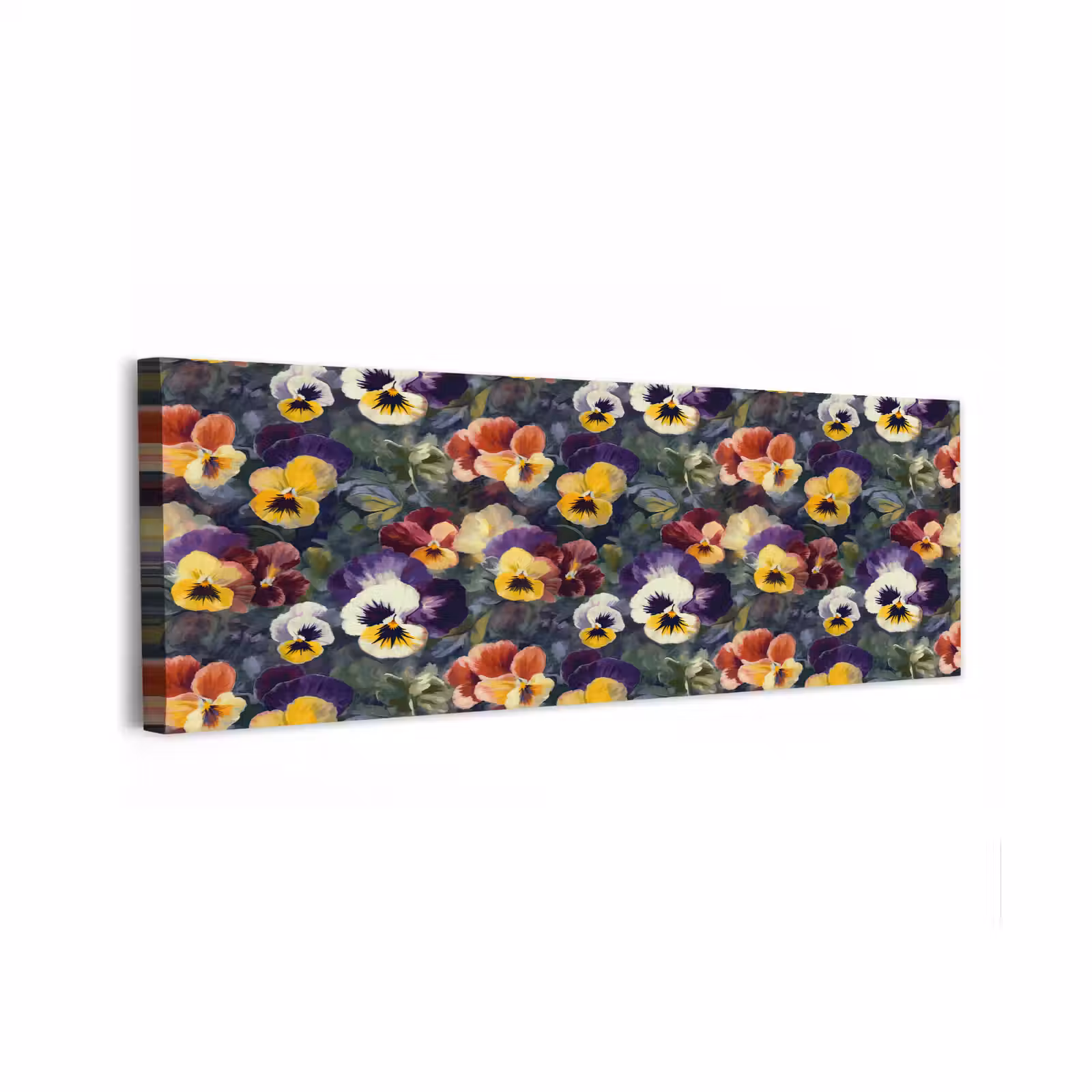 Canvas schilderij - Viooltjes - Paars - Geel - Groen — 1