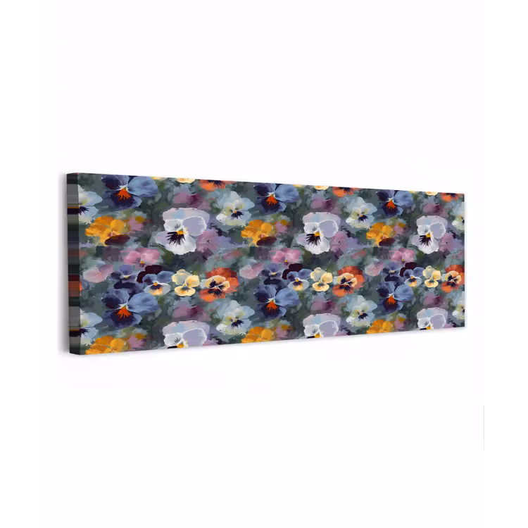 Canvas schilderij - Pastel - Viooltjes - Groen - Patroon — 1