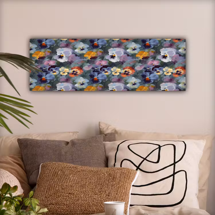 Canvas schilderij - Pastel - Viooltjes - Groen - Patroon — 2
