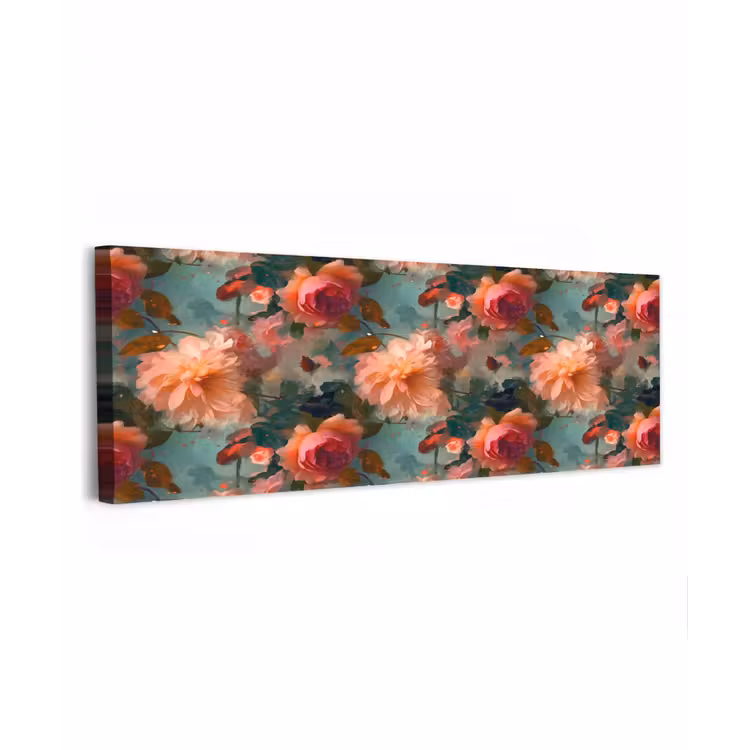 Canvas schilderij - Roze - Patroon - Bloemen — 1