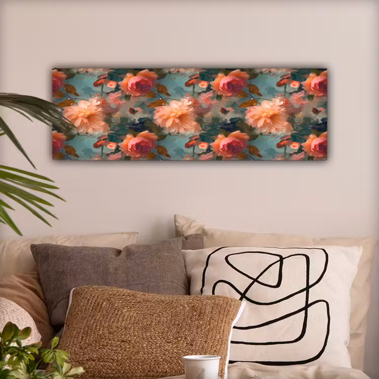 Canvas schilderij - Roze - Patroon - Bloemen — 2