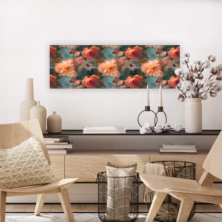 Canvas schilderij - Roze - Patroon - Bloemen — 5
