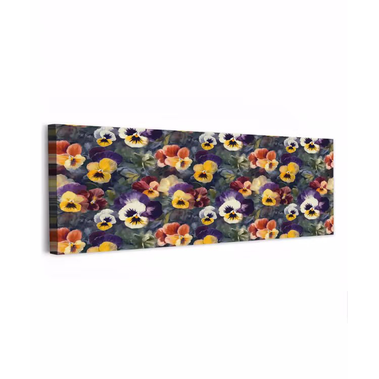 Canvas schilderij - Viooltjes - Paars - Geel - Groen — 1