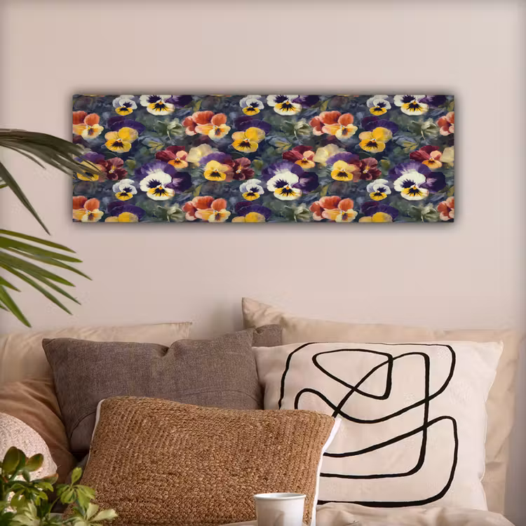 Canvas schilderij - Viooltjes - Paars - Geel - Groen — 2