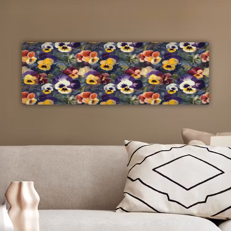 Canvas schilderij - Viooltjes - Paars - Geel - Groen — 3