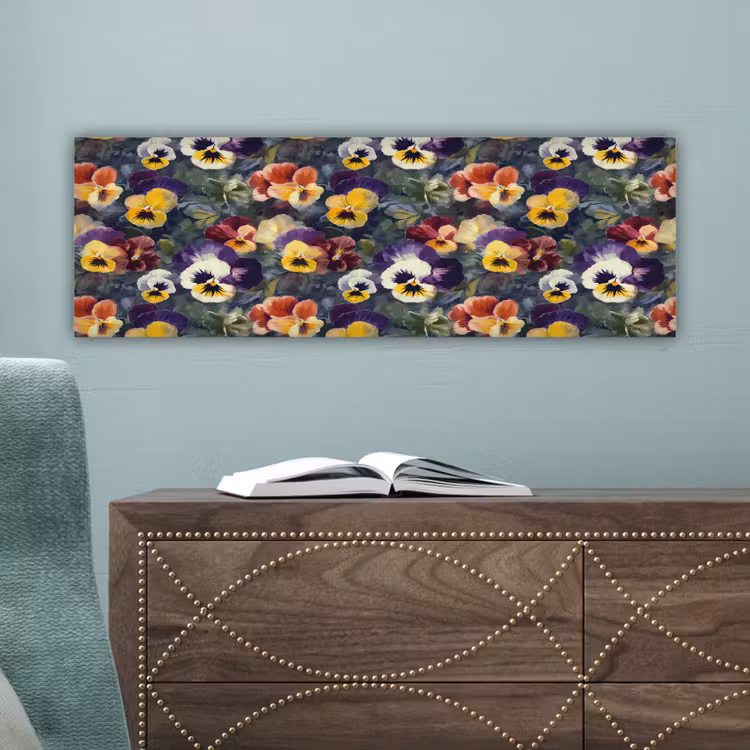 Canvas schilderij - Viooltjes - Paars - Geel - Groen — 4