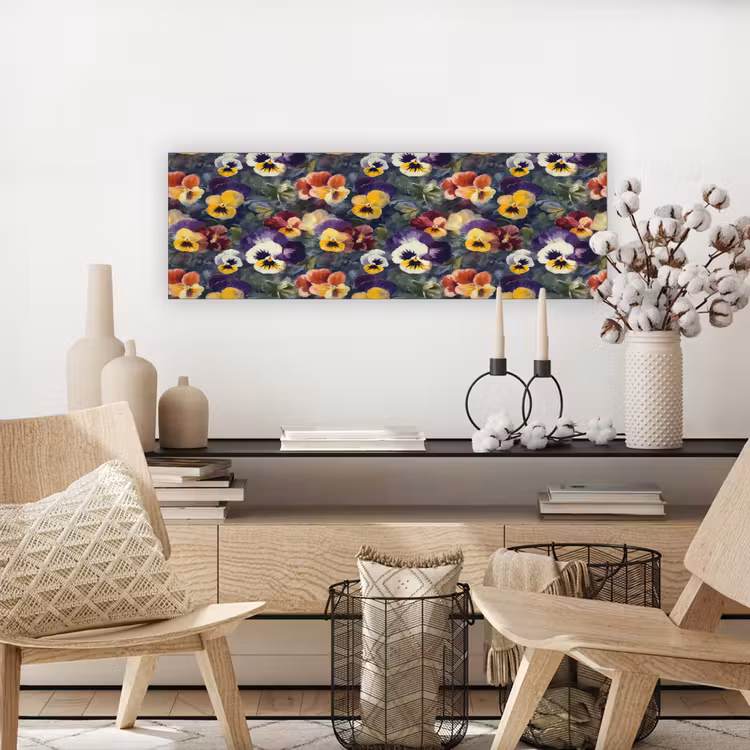 Canvas schilderij - Viooltjes - Paars - Geel - Groen — 5
