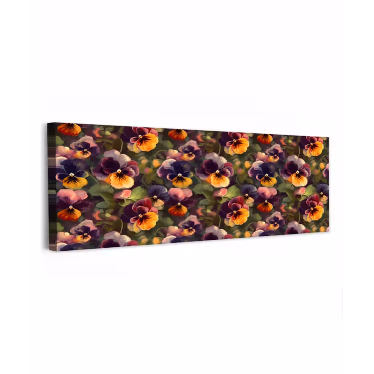 Canvas schilderij - Warm - Patroon - Penseel - Viooltjes — 1