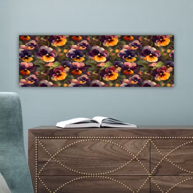 Canvas schilderij - Warm - Patroon - Penseel - Viooltjes — 4