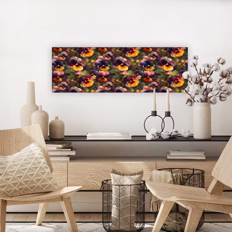 Canvas schilderij - Warm - Patroon - Penseel - Viooltjes — 5