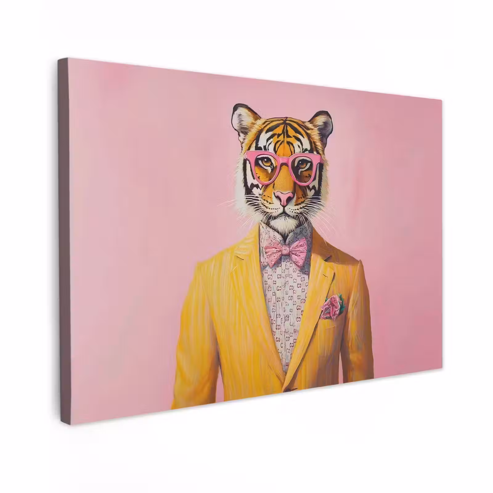Canvas schilderij - Tijger - Bril - Geel - Jasje — 1