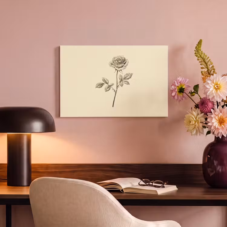 Canvas schilderij - Illustratie - Zwart - Roos — 4