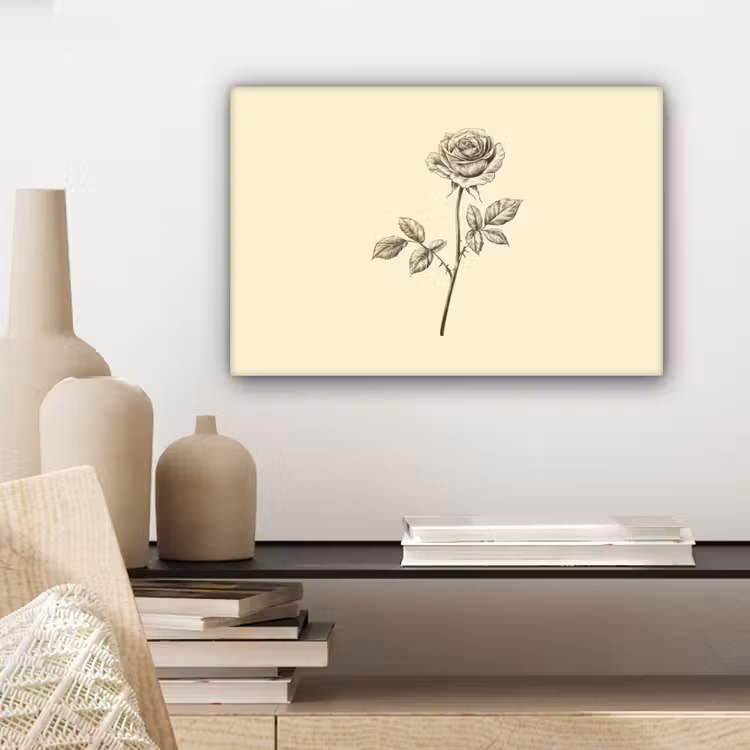 Canvas schilderij - Illustratie - Zwart - Roos — 5