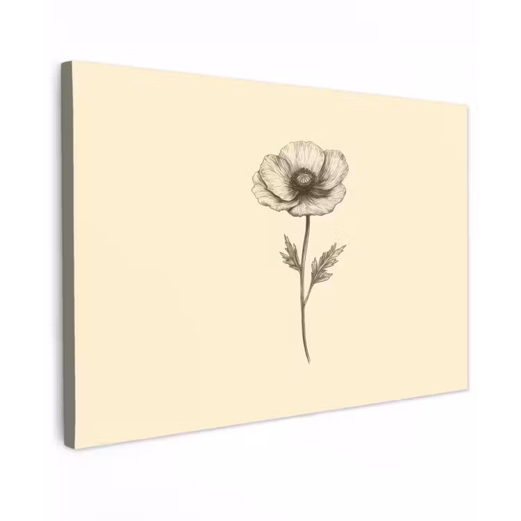 Canvas schilderij - Klaproos - Illustratie - Zwart — 1