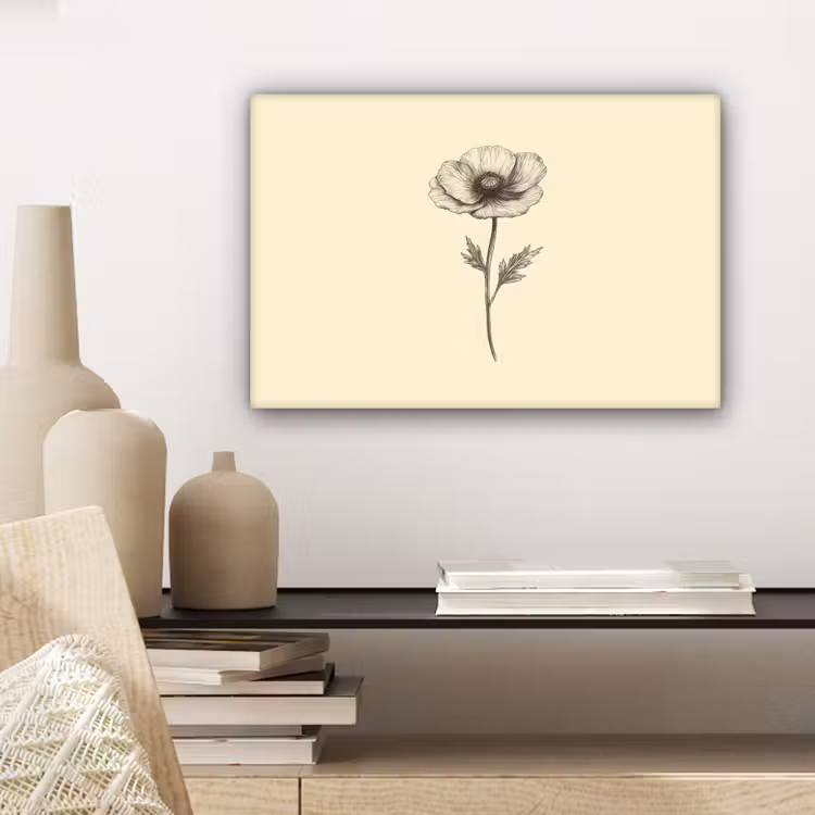 Canvas schilderij - Klaproos - Illustratie - Zwart — 5