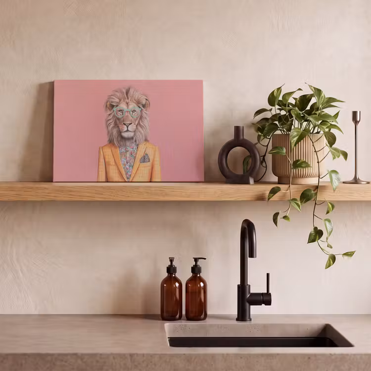 Canvas schilderij - Leeuw - Pak - Geruit - Bril — 3