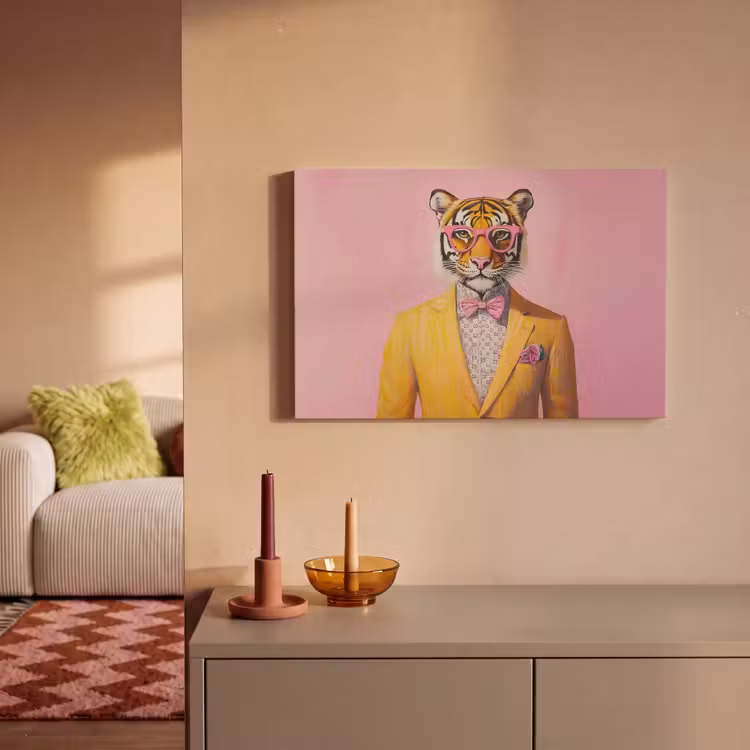 Canvas schilderij - Tijger - Bril - Geel - Jasje — 2