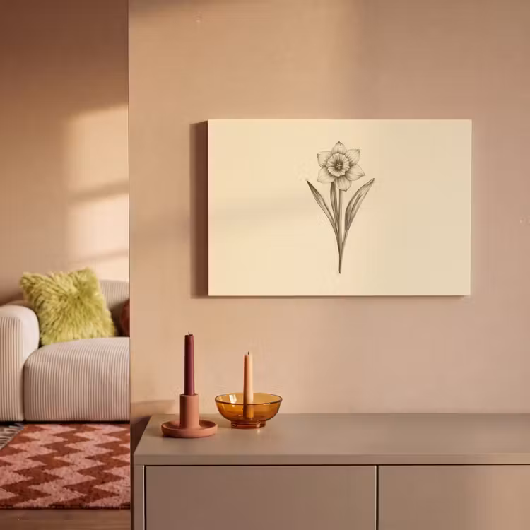 Canvas schilderij - Zwart - Narcis - Illustratie — 2