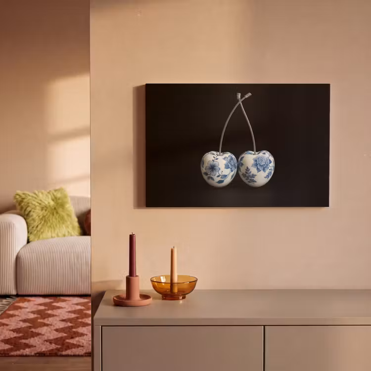 Canvas schilderij - Kersen - Delfts blauw - Fruit — 2