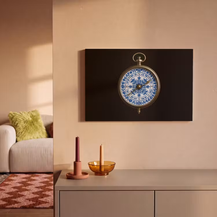 Canvas schilderij - Kompas - Delfts blauw - Zwart — 2