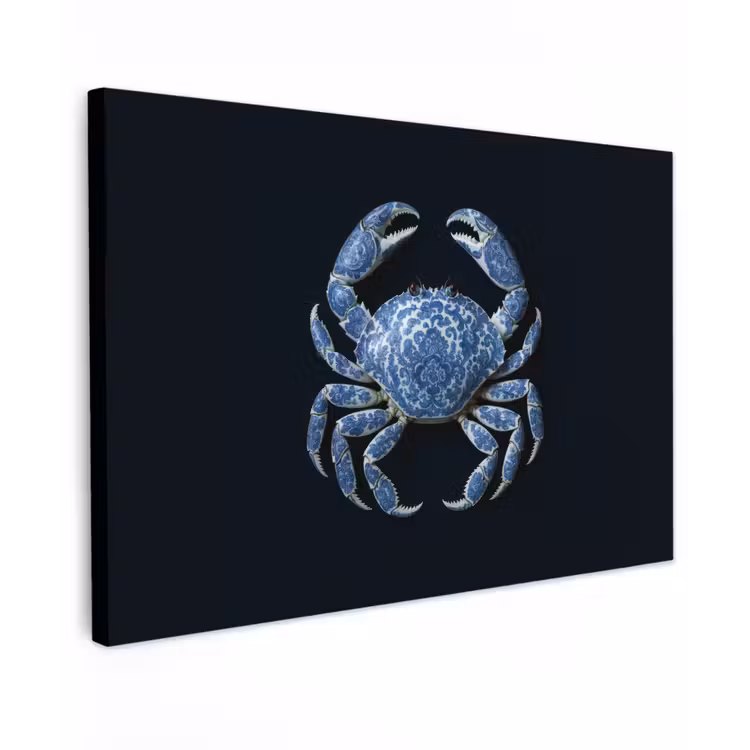 Canvas schilderij - Krab - Delfts blauw - Dieren — 1