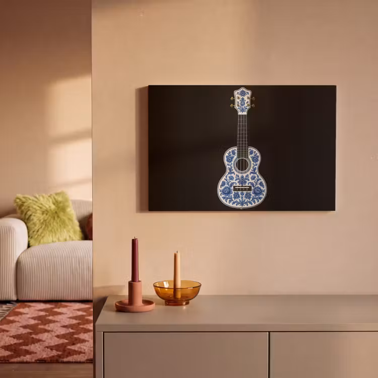 Canvas schilderij - Ukelele - Delfts - Blauw - Muziek — 2