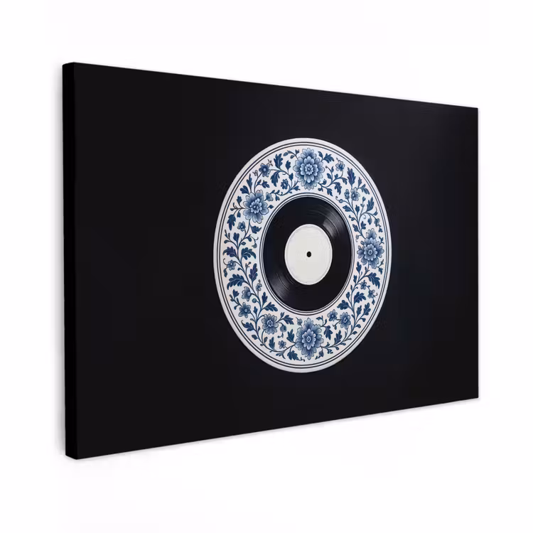Canvas schilderij - Vinyl - LP - Delfts Blauw - Muziek — 1