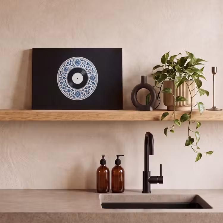Canvas schilderij - Vinyl - LP - Delfts Blauw - Muziek — 3