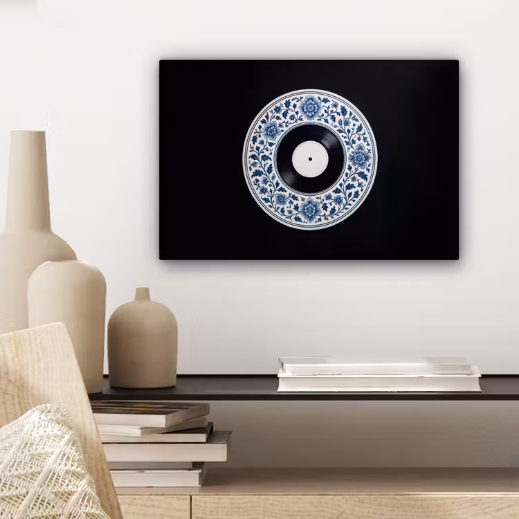 Canvas schilderij - Vinyl - LP - Delfts Blauw - Muziek — 5